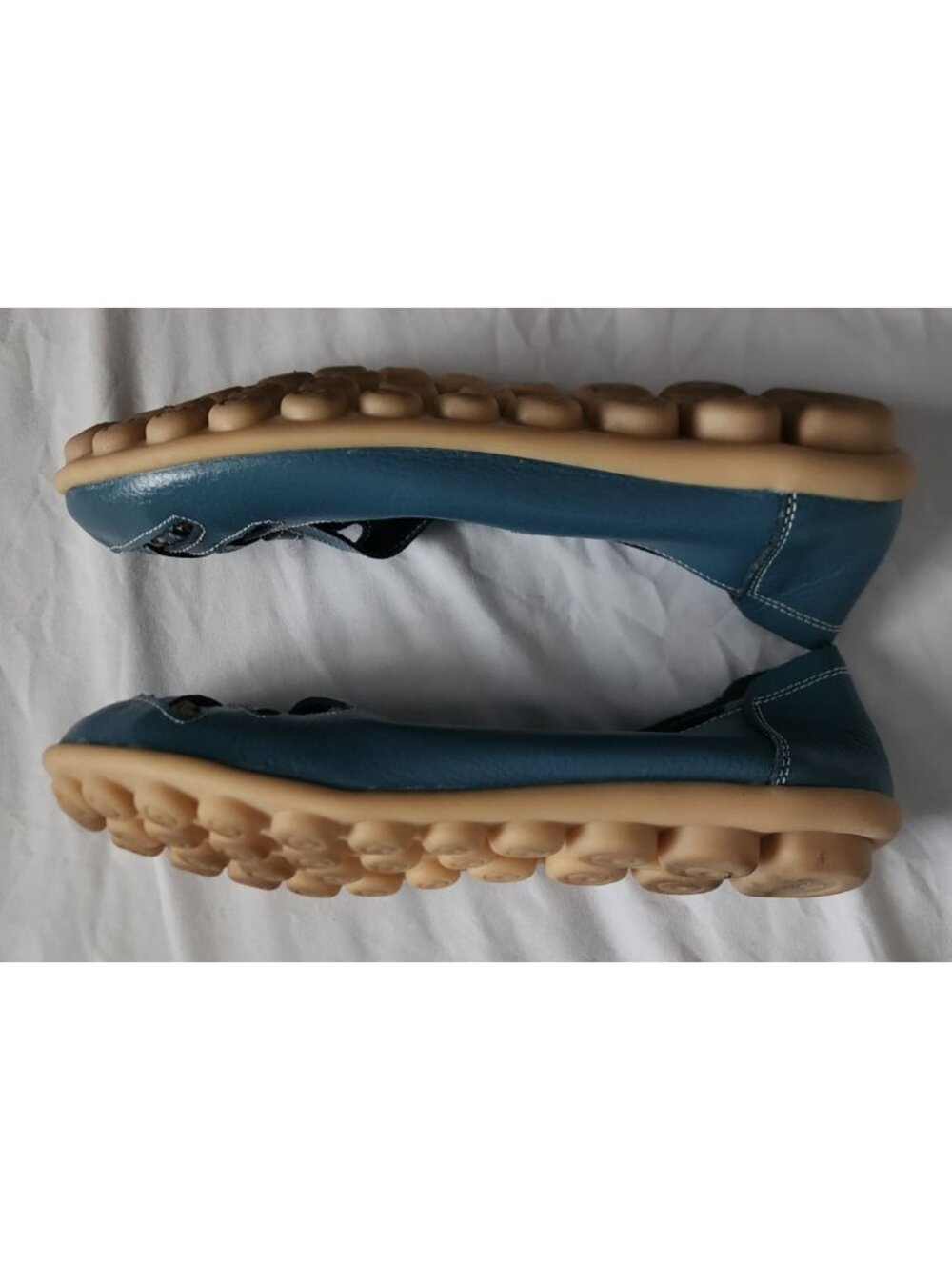 Women's Leather Ballerina Flat Casual Closed Toe Shoes Light Blue Size 43/ US-10 - Picture 6 of 11